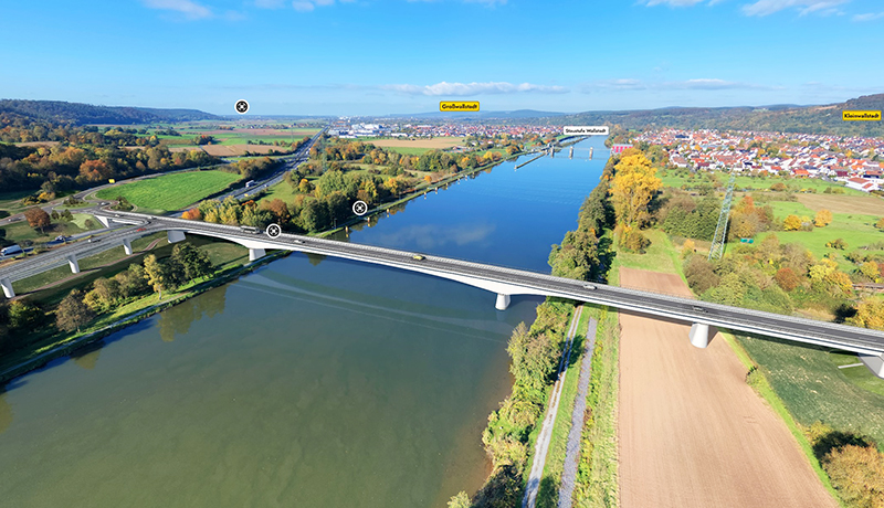 Interaktives Panorama: Die Planung der neuen Mainquerung bei Kleinwallstadt